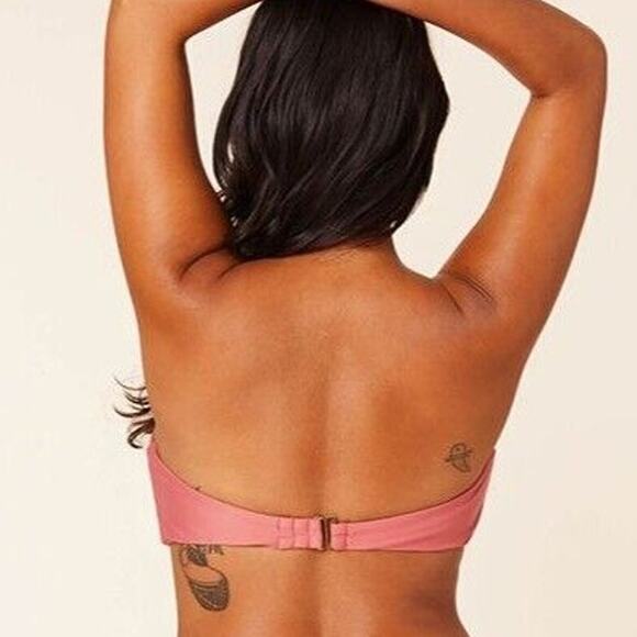 NWT Andie The Scala Strapless Bandeau Swim Padded Cups S Rose Punch Pink #3390 - Picture 5 of 15